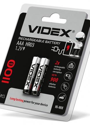 Аккумуляторная батарейка AAA (мизинчиковая) VIDEX HR03 1100mAh...