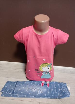 Детский комплект для девочки Венгрия Джинс футболка и бриджи 4...