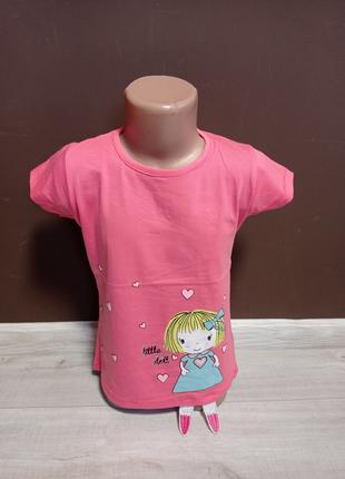 Детская розовая футболка "Куколка" для девочки Турция Turkey н...