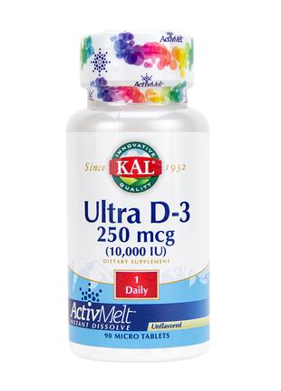 Витамин D3 KAL Ultra D-3, 250 mcg (10,000 IU), 90 Softgels