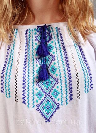Блузка ручной вышивки, синие богатые орнаменты Код/Артикул 2