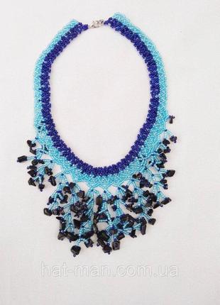 Ожерелье из натуральных камней "Небесная лазурь" (сине-голубая...