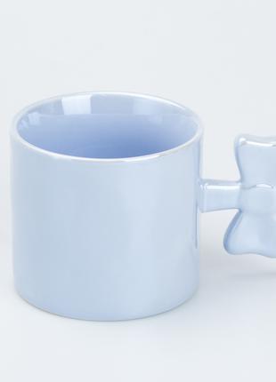 Чашка з ручкою у вигляді бантика керамічна 350 мл Блакитна