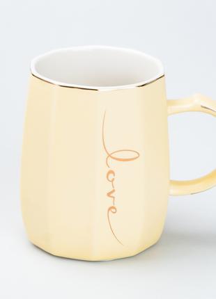 Чашка керамическая для чая и кофе 400 мл Love Желтая