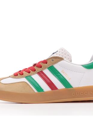 Жіночі кросівки Adidas x Gucci Gazelle White Green Red IA9089,...