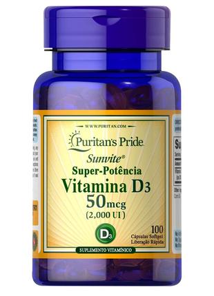 Витамин D3 Puritan's Pride Vitamin D3 2000iu 100 Softgels