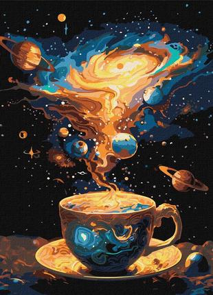 Картина по номерам Космическое чаепитие с красками металлик Ид...