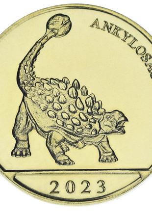 Остров Кюрасао 3 гульдена 2023 UNC Динозавр - Анкилозавр