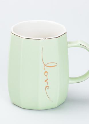 Чашка керамическая для чая и кофе 400 мл Love Зеленая