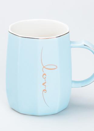 Чашка керамическая для чая и кофе 400 мл Love Голубая