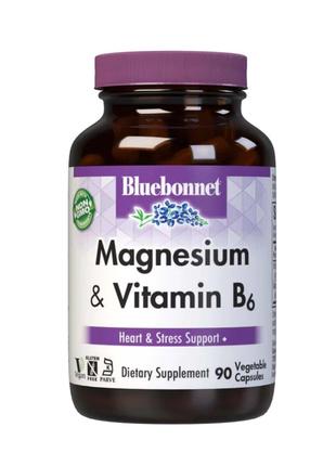 Магний + Витамин В6, Bluebonnet Nutrition, 90 вегетарианских к...
