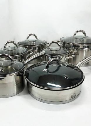 Набор посуды 12 предметов ASTRA A-2412, набор казанов, набор к...