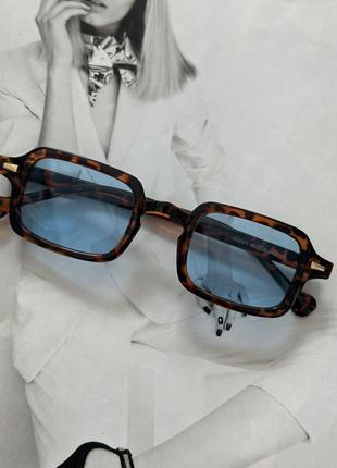 Сонцезахисні окуляри прямокутні унісекс Леопардовий з блакитни...