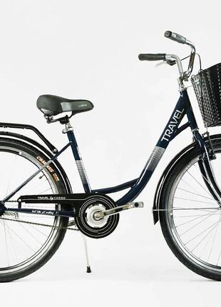 Дорожный велосипед Corso Travel 26" стальная рама 16,5" корзин...