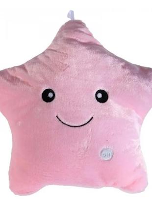 Подушка нічник Зірочка з підсвіткою 40x35 см рожева