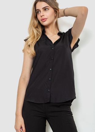 Блуза однотонная, цвет черный, размер L, 244R192