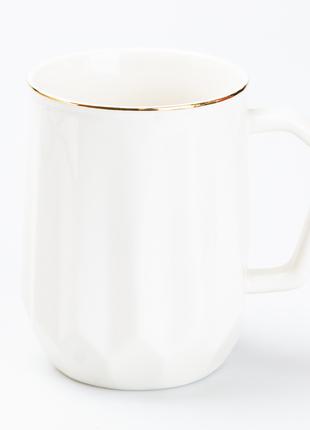 Чашка керамічна для чаю та кави 400 мл гуртка універсальна Біла
