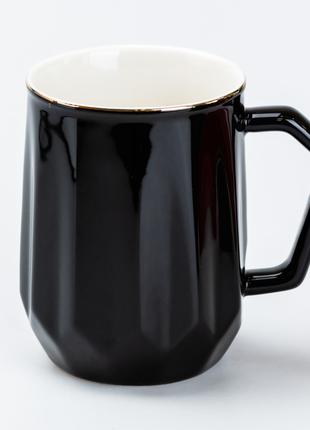 Чашка керамічна для чаю та кави 400 мл гуртка універсальна Черная