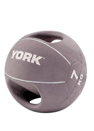 Мяч медбол 7 кг York Fitness с двумя ручками серый