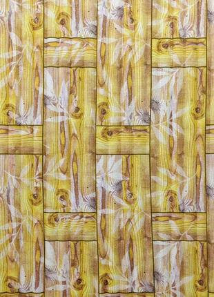 Самоклеющаяся декоративная 3D панель бамбуковая кладка желтая ...