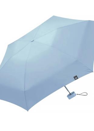Мини-зонт Lesko 191T Blue карманный с чехлом капсулой от дождя...