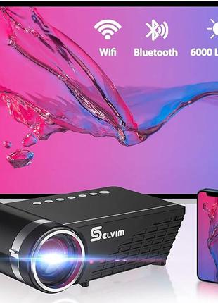 Selvim WiFi Bluetooth-проектор с поддержкой 1080P Full HD, 600...