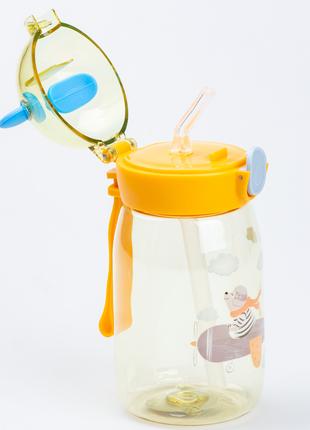 Дитяча пляшка поильник для води з трубочкою 500мл, Ведмежа