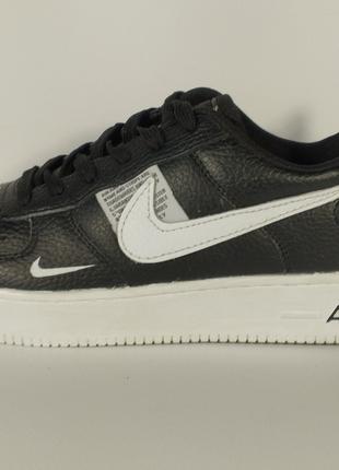 Кросівки чоловічі шкіряні чорні з білим Nike Air Force