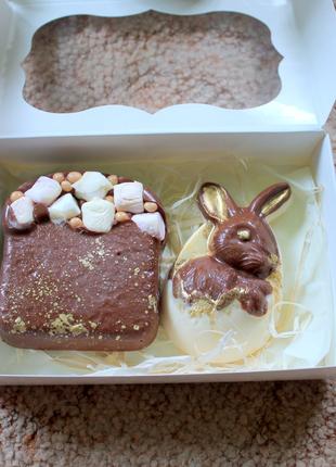 Шоколадный подарок на пасху, заяц и пасха сладкий