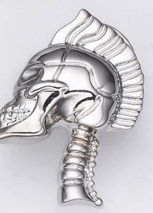 Брошь брошка скелет череп человека ирокез серебристый металл