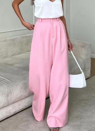Популярные женские брюки палаццо розовый