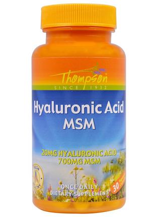 Гиалуроновая кислота с МСМ Thompson Hyaluronic Acid - MSM, 30 ...