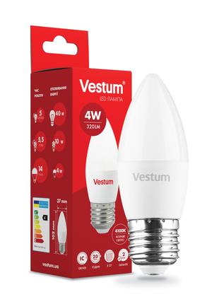 Світлодіодна лампа Vestum C37 4W 4100K 220V E27 1-VS-1305