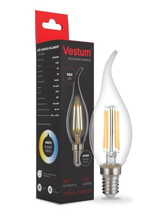 Світлодіодна філаментна лампа Vestum С35Т Е14 4Вт 220V 4100К 1...