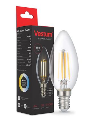 Світлодіодна філаментна лампа Vestum С35 Е14 4Вт 220V 4100К 1-...