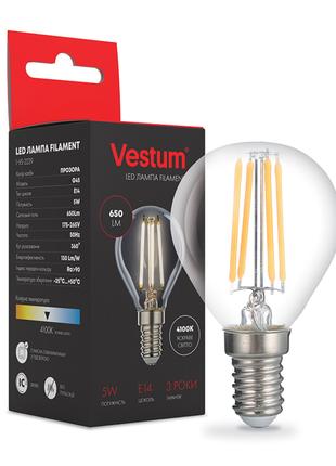 Світлодіодна філаментна лампа Vestum G45 Е14 5Вт 220V 4100К 1-...