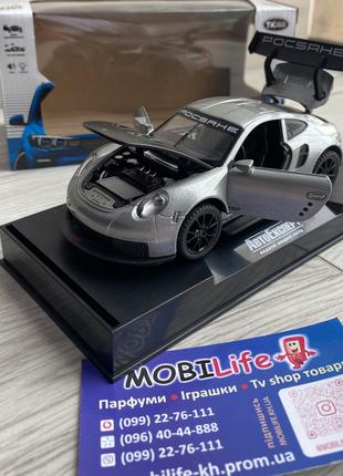 Машинка металлическая porsche 911 RSR серая 15см 1:32 / инерци...