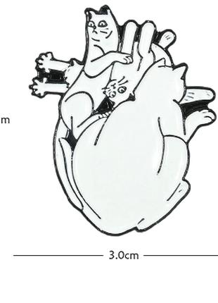 Брошь брошка пин значок сердце белые коты люблю котиков