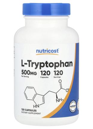 Nutricost, L-Tryptophan, 500 mg, 120 Capsules L-триптофан