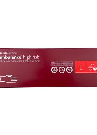 Перчатки латексные Ambulance High Risk смотровые неприпудренны...