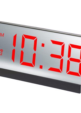 Часы настольные сетевые VST-897-1 USB с красным циферблатом