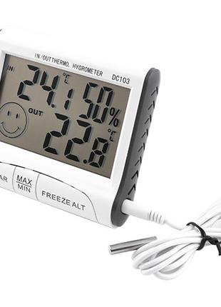 Комнатный электронный термометр с гигрометром DC-103 с датчико...