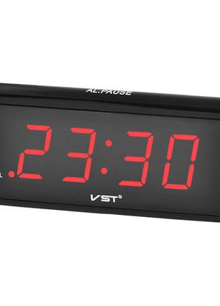 Часы сетевые настольные VST-730-1 220В с красной подсветкой