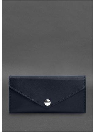 Кожаный клатч (портмоне) на кнопке 5.0 Синий