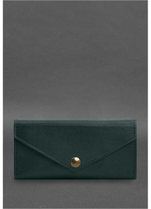 Кожаный клатч (портмоне) на кнопке 5.0 Зеленый краст