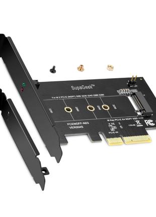 Адаптерна карта SupaGeek M.2 NVMe SSD до PCIe x4, підтримує M-...