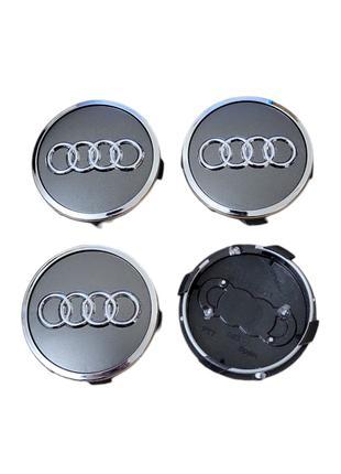 Колпачки, заглушки на диски Audi Ауди 60 мм / 57 мм серые с ко...