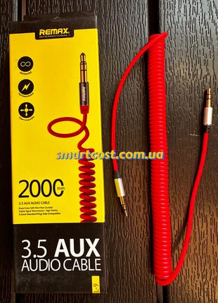 💯ORIGINAL Aux кабель 2 метра Remax L9 пружина красный