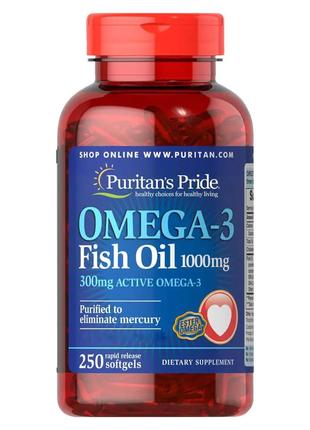 Omega-3 Fish Oil 1000 mg (300 mg Active Omega-3) 250 Softgels
