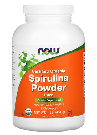 Спіруліна Now Certified Organic Spirulina Powder 454 g